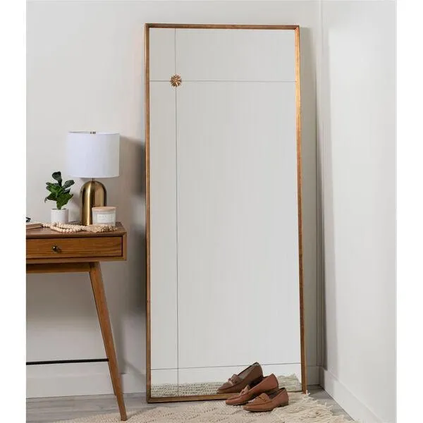 Antique Gold Finish Leaning Floor Mirror